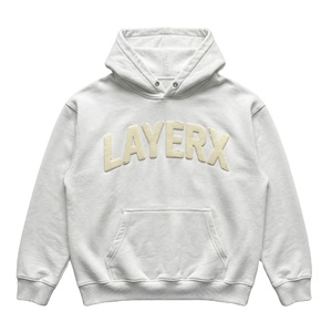 เสื้อฮู้ดดี้สตรีทแวร์ทรงโอเวอร์ไซส์ ผ้าคอตตอนฟลีซ 500gsm ล้างแบบวินเทจ พิมพ์ลายนูน 3 มิติ พร้อมตราสัญลักษณ์ ผลิตโดยผู้ผลิตเสื้อผ้า - Product Image 1