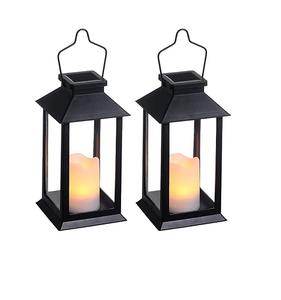 Ensembles de lanterne en métal de couleur noire faits à la main suspendus à deux lumières pour la maison, l'intérieur et l'extérieur, utilisation de mariage de Noël, enduit de poudre - Product Image 1