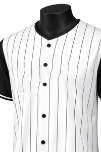 Maillot de baseball personnalisé blanc à fines rayures, chemise de baseball noire à manches raglan boutonnée, haut d'uniforme d'équipe uni et respirant - Product Image 3