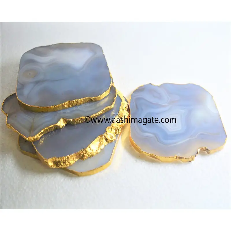 थोक थोक ग्रे Agate Coasters स्लाइस प्राकृतिक पत्थर क्रिस्टल शिल्प फेंग सुई जेड रेकी चट्टानों टेबल चाय कप Coasters