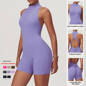 Biểu Tượng Tùy Chỉnh In Thoáng Khí Nylon <span class=keywords><strong>Spandex</strong></span> Phía Trước Dây Kéo Phòng Tập Thể Dục Tập Thể Dục Yoga Thể Thao Bodysuit/Jumpsuit Một Mảnh Thể Thao Jumpsuit - Product Image 1