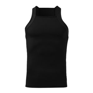 Camisetas sin mangas personalizadas para hombre, camisetas sin mangas con cuello cuadrado, chalecos informales de verano de Color sólido, ropa informal hueca para Fitness, camisetas sin mangas para hombre - Product Image 1