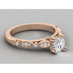 Anillo de Oro de 14K con Diamante Cultivado en Laboratorio, Corte Brillante, Asscher, Radiante, Marquise y Esmeralda, para Compromiso - Product Image 1