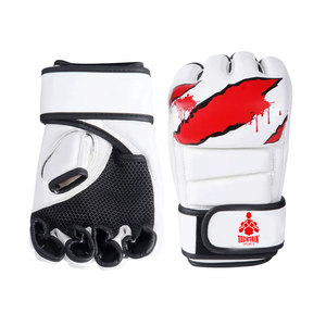 High-Density Leather MMA <b>Gloves</b> <b>Moisture</b> Wicking Adjustable Strap Comfort Padding for Boxing Kickboxing Martial Arts Workouts - Product Image 6