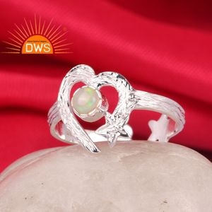 Best Selling Fine <b>Sterling</b> <b>Silver</b> Natural Ethiopian Opal Gemstone <b>Adjustable</b> <b>Ring</b> Custom Jewelry Manufacturer - Product Image 5