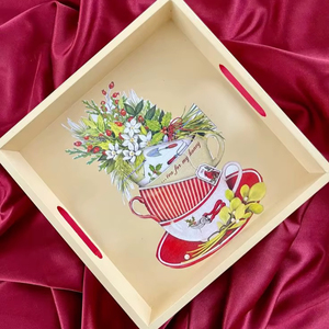 Bandeja de Madera Cuadrada para Servir Té, Café, Comida, Plato para Cocina, Vajilla, Organizador de Almacenamiento, Decoración del Hogar, Recipiente para Desayuno o Buffet - Product Image 1
