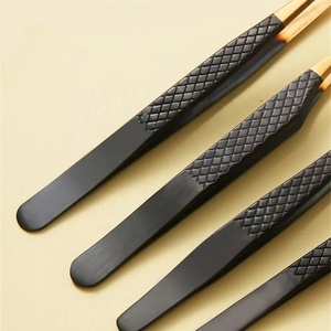 Black Stainless Steel Professional Eyelash Tweezers High Perfect Grip for Volume Eyelash Printing Extension Grafting Makeup - Product Image 6