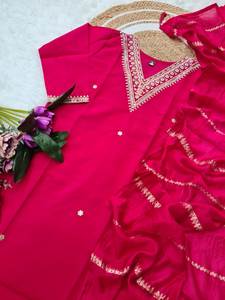 Ensemble Kurta ethnique glamour en palissandre brodé exquis tenue traditionnelle élégante pour les fêtes de mariage festives tissu de luxe hiver - Product Image 6