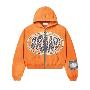 Sudadera desgastada personalizada para hombre, algodón de gran tamaño, alta calidad, 450 GSM, ropa de calle pesada, Sudadera con capucha lavada con ácido - Product Image 2