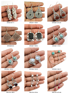 Boucles d'oreilles en argent Sterling massif 925 avec pierres précieuses naturelles multiples Look élégant de luxe pour femmes filles grossiste de bijoux faits à la main - Product Image 5