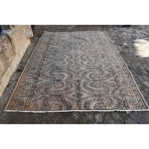 Alfombra turca Vintage clásica Beige marrón 6,2x8,8 pies área grande lana látex respaldo patrón de retazos para pasillo dormitorio lado - Product Image 1