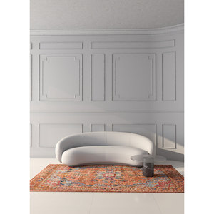 Alfombra de Lana Anudada a Mano Someplace in Time, Patrón de Medallón Rojo y Naranja EA-1504 para Uso Doméstico - Product Image 5