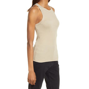 Logo personnalisé femmes été débardeur conception unique couleur unie 100% polyester court longueur tricoté tissu pour le style - Product Image 2