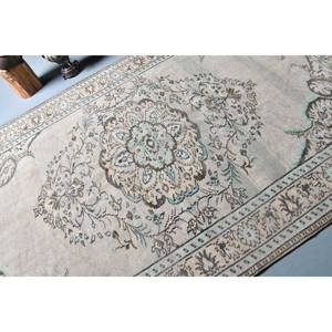 Tapis turc Vintage Beige bleu tapis plat 6 'X 9' motif patchwork pour décorations de salon laine matériel Latex - Product Image 5