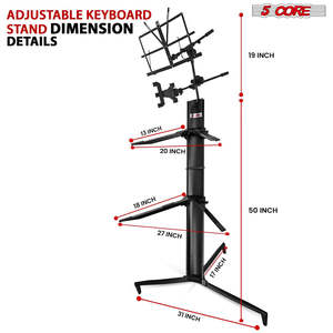 5 Core Keyboard Stand 2 Tier Column for 61/76/88 Key board Heavy Duty Aluminum Build Stands - Product Image 5
