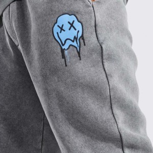 High Quality Lightweight 100% Cotton Men's Hoodies Acid Wash Pullover Streetwear <b>Tracksuits</b> Puff Printing Embroidered Solid - Product Image 2