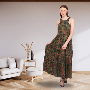 Robe maxi sans manches imprimée de luxe pour femmes, robe longue élégante évasée, tenue de soirée, vente chaude, nouvelle collection tendance - Product Image 1