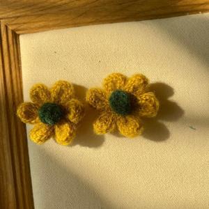 2026 Vintage Woven Silver Ear <b>Studs</b> Earrings Contrasting Colors Floral Flower Design Ear Accessories Crochet Jewelry Ear Clips - Product Image 4