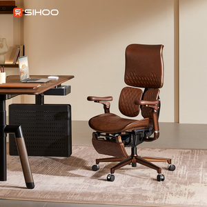 SIHOO S300L Top-Grain Bull Leather Silla ejecutiva de alto lujo Silla de gerente Ala flotante Soporte lumbar Silla DE OFICINA DE CALIDAD - Product Image 1