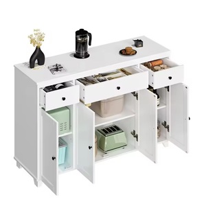 Aparador de almacenamiento blanco de madera <span class=keywords><strong>MDF</strong></span> de lujo moderno, 4 cajones, 4 puertas, tamaño personalizado, muebles de sala de estar para el hogar, hecho en <span class=keywords><strong>Vietnam</strong></span>