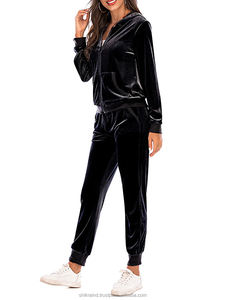 Conjunto de Pantalones Anchos con Cintura Elástica y Sudadera con Capucha Elegante para Mujer, Talla Grande, con Cierre, de Poliéster/Algodón, Lavado Ácido y Adornos - Product Image 6