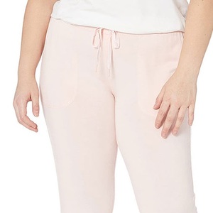 2023 logotipo personalizado de alta calidad bolsillos laterales mujeres lisas Fitness al aire libre pantalones de chándal Rosa teñido Slim Fit cordón - Product Image 4
