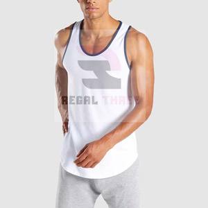 Camiseta de tirantes sin mangas con logotipo personalizado para hombre, estilo informal de poliéster transpirable - Product Image 4