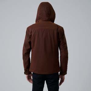 Marlo Brown Canvas Hooded Work <b>Jacket</b> Breathable Denim Cotton Polyester Stand Zipper Winter Sport Casual <b>Rhinestone</b> Washed - Product Image 4