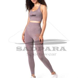 Women's Custom Logo High Waist Yoga Set Cotton Elastic Compression Gym Wear Printed Pattern <b>Activewear</b> for Fitness - Product Image 2