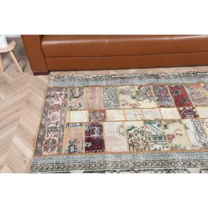 พรมตุรกีโบราณ ขนาด 3.4x5.3 ฟุต พรมลายพรางสีน้ำเงิน ทำจากขนสัตว์ - Product Image 4