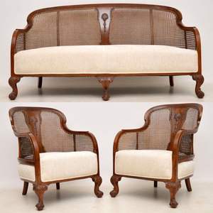 Sofá de asiento de amor de tela de mimbre/caña de madera clásico Vintage de granja moderna para restaurantes, hoteles y apartamentos - Product Image 1