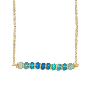 GOODSTONE JEWELS Women's 925 <b>Sterling</b> <b>Silver</b> <b>Necklace</b> with Natural Paraiba Opal Bar Beads 14IN Yellow Gold Filled - Product Image 1