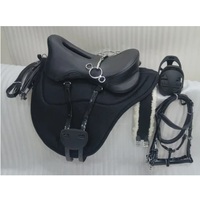 Bridon en cuir souple de haute qualité pour chevaux sensibles, léger, bleu, selle d'endurance synthétique, équipement équestre haut de gamme