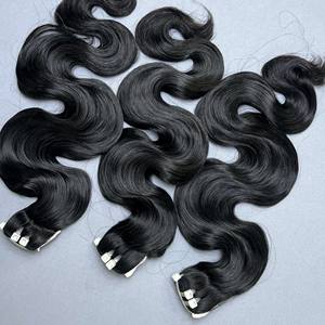 40 Pcs Best Selling Vietnamese No Shedding Raw <b>Hair</b> Black Body Wave Genius Weft Machine Double Drawn Bundle From Qhair - Product Image 5