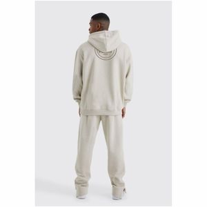 Sudadera con capucha de algodón 100% de gran tamaño para hombre, diseño de bordado 3D de alta calidad, hombros caídos e invierno, tallas grandes disponibles - Product Image 6