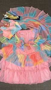 Boutique Style Fantaisie Georgette Imprimé Gota Travail À Volants Lehenga Saree Sari Avec Chemisier À Volants Dupatta Indien Fête De Mariage Porter - Product Image 3