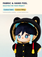 Peluche personnalisée ours de 10 cm avec capuche, costume noir, personnage doux, jouet en peluche OEM ODM en gros