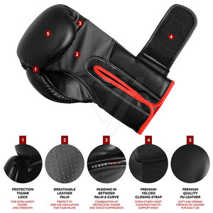 Guantes de boxeo de cuero personalizados profesionales de 8oz y 12oz hechos en fábrica con patrón impreso para deportes y características de perforación - Product Image 5