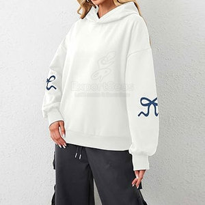 Último diseño hecho en Pakistán Mujeres Drop Shoulder Bow Hoodies Mujeres de moda Drop Shoulder Bow Hoodies - Product Image 2