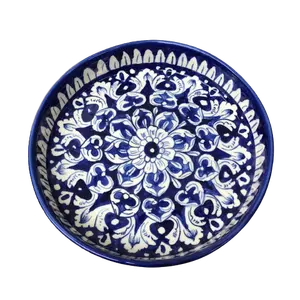 Premium Blue Pottery Hand Painted Ceramic Serving Plate, Hot Sale Blue Pottery Serving Plate, Home Decor Serving Plate