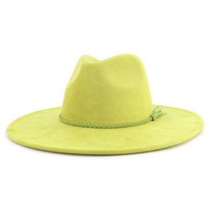 Sombrero Fedora Caqui de 9.5cm, Elegante Sombrero de Ala Ancha de Gamuza para Hombre y Mujer, para Viajes, Negocios, Fiestas, Venta al por Mayor, Sombrero Panamá - Product Image 3