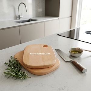 Planche à découper en bois naturel de forme unique, écologique, design minimaliste personnalisé, logo, cuisine, lavable, emballée dans un carton - Product Image 4