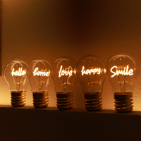Lampe en Plastique Antichoc Type Edison Cœur Amour Arc-en-Ciel Ampoule LED à Batterie Rechargeable USB pour la Décoration