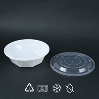 1560ml Récipient alimentaire rond en plastique jetable pour soupe de nouilles Ramen Bol pour micro-ondes avec trou d'air