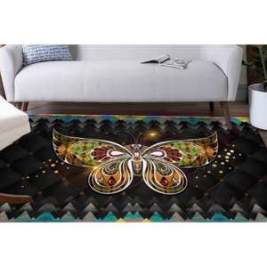 Butterfly <b>Chenille</b> <b>Rug</b>: Custom Black Accent <b>Rug</b>, Printed <b>Rug</b>,Nonwoven Soft <b>Rug</b> - Product Image 5
