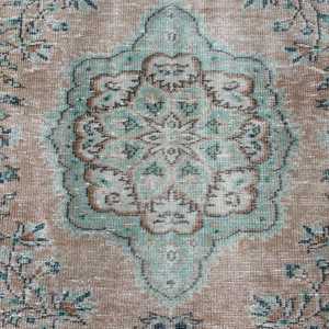 Alfombra Vintage de 5.1x8.2 pies, Alfombra Turca Grande, Alfombra Marroquí de Lana Azul Marrón - Product Image 3