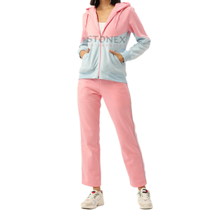 Chándal de lana con colores bloqueados para mujer, superventas, Sudadera con capucha y pantalón de chándal a la moda - Product Image 1