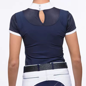 Camisa ecuestre de manga corta de alta calidad con logotipo personalizado para mujer, camisa Ecuestre para la venta, impresión personalizada - Product Image 2