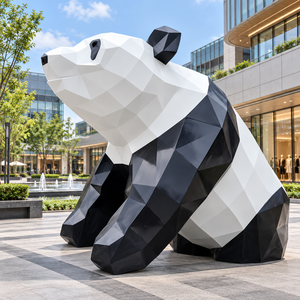 Scultura Gigante Personalizzabile di <span class=keywords><strong>Panda</strong></span> Geometrico Moderno, Statua Animale a Grandezza Naturale in Fibra di Vetro, Dipinta a Mano, Durata 10-15 Anni - Product Image 2