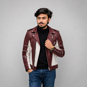 Men's Genuine Leather Jacket With <b>Fur</b> Collar Long Windproof Winter <b>Coat</b> Moto Style Black Thick Faux <b>Fur</b> Lining Single Breasted - Product Image 5